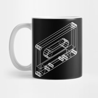 retro tape cassette 3d wireframe Mug